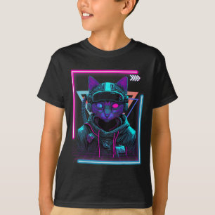 Cyberpunk Cat Kitty Punker Futuristic Cyber Punk  T-Shirt