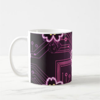 cyberpunk cherry blossom with a neon effect coffee mug