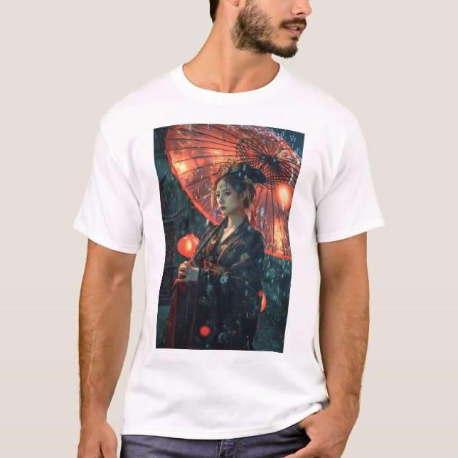 Cyberpunk City Chinese Dragon T-Shirt (Front)