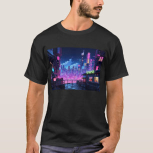 Cyberpunk City Night Cafe T-Shirt