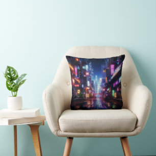 Cyberpunk City Night Cushion