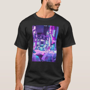 Cyberpunk City Sci Fi Night Tokyo Japan Urban Noir T-Shirt