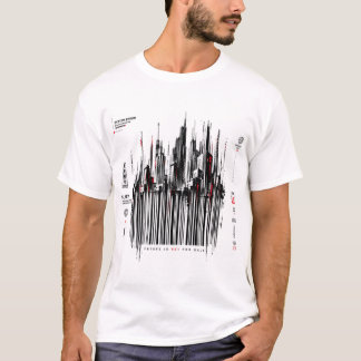 Cyberpunk Cityscape Barcode Glitch Art System T-Shirt