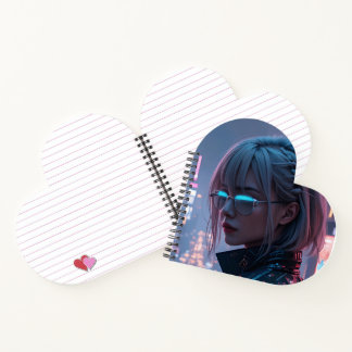 Cyberpunk Cityscape Poster Futuristic Female Hacke Notebook
