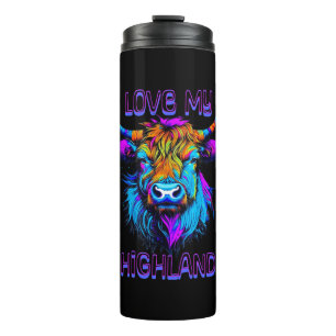 Cyberpunk Colourful Ai Highland Cow Thermal Tumbler