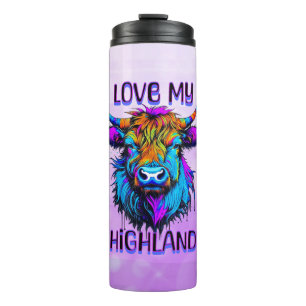 Cyberpunk Colourful Ai Highland Cow Thermal Tumbler