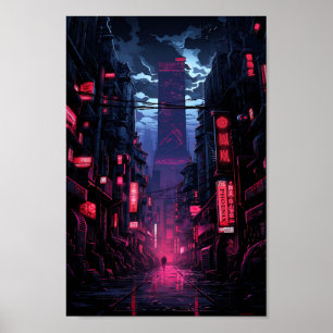 Cyberpunk Corpo Tower Tokyo Poster