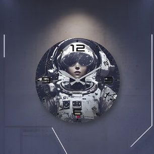 Cyberpunk Cosmic Navigator Wall Clock