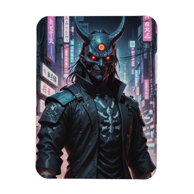 Cyberpunk Demon Samurai Magnet (Vertical)