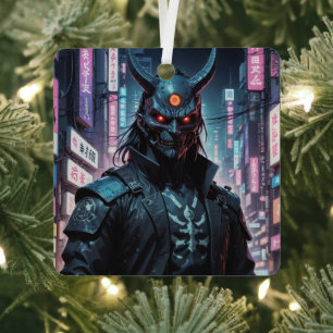 Cyberpunk Demon Samurai Metal Tree Decoration