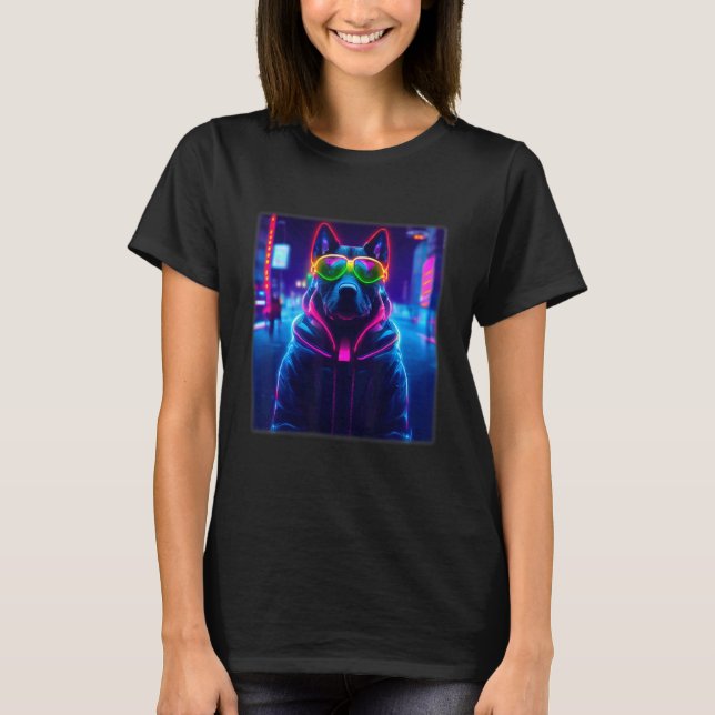 Cyberpunk Dog Sci fi Fine For Dog   Women & Men T-Shirt (Front)