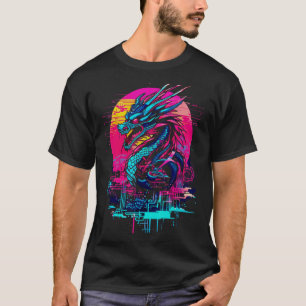 Cyberpunk Dragon Shirt, Retro Futuristic Outrun Sy T-Shirt