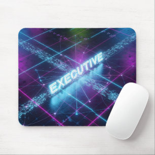 Cyberpunk Executive Neon Glowing Blue Grid Mouse Mat