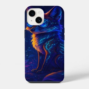 Cyberpunk Fox in Neon Jungle – Futuristic art iPhone 14 Case