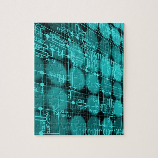 Cyberpunk Futuristic Computer Technology Circuit Jigsaw Puzzle (Vertical)