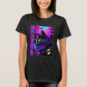 Cyberpunk Futuristic Japanese Cat Cyborg Dystopia T-Shirt