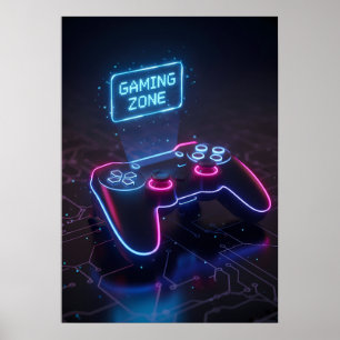 Cyberpunk Gaming Controller Poster