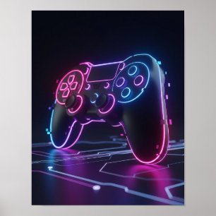 Cyberpunk Gaming Controller Poster