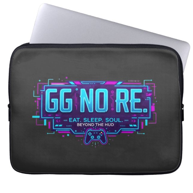 ​Cyberpunk GG NO RE Gaming Aesthetic - Neon Gamer  Laptop Sleeve (Front)
