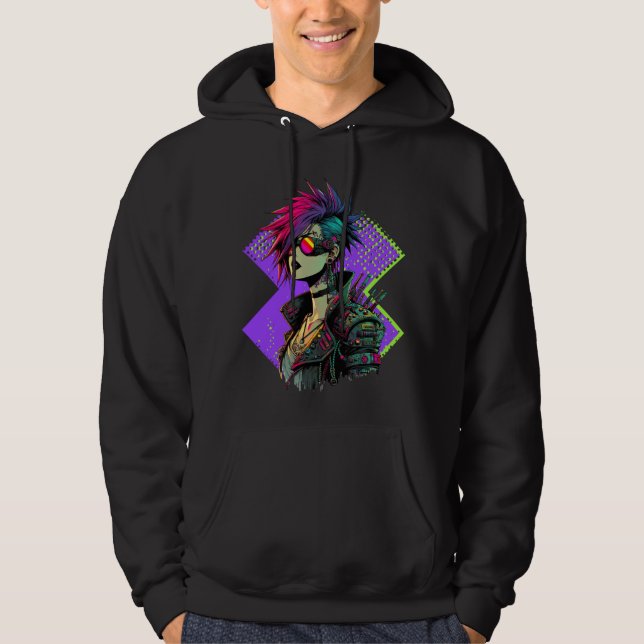 Cyberpunk Girl Hoodie (Front)