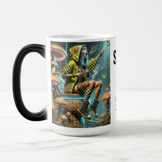 cyberpunk girl on mushroom magic mug