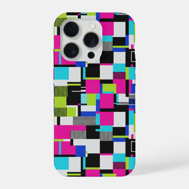 Cyberpunk Glitch Geometric iPhone Case (Back)