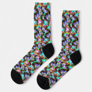 Cyberpunk Glitched Signal Socks