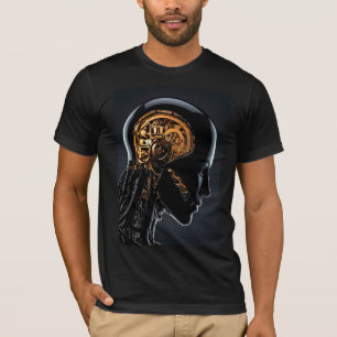 Cyberpunk Gold Mechanical Robot AI T-Shirt