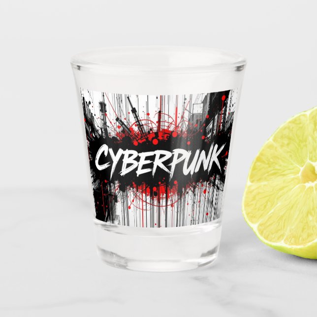 Cyberpunk Graffiti Shot Glass  (Front)