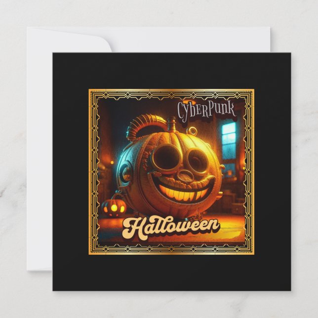 CYBERPUNK HALLOWEEN PUMPKIN INVITATION (Front)