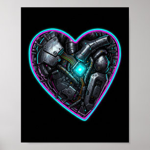 Cyberpunk Heart Valentine Pulse Poster