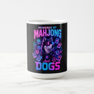 Cyberpunk Husky Neon Mahjong Gaming Dog Lover Coffee Mug