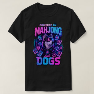 Cyberpunk Husky Neon Mahjong Gaming Dog Lover T-Shirt
