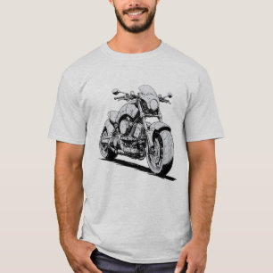 Cyberpunk Ink Drawing of Futuristic Motorcycle T-Shirt