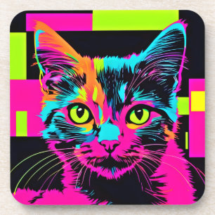 Cyberpunk Kitty Art Coaster