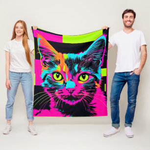 Cyberpunk Kitty Art Fleece Blanket
