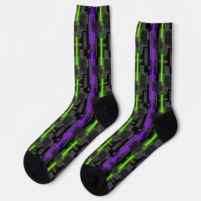 Cyberpunk Laser Power Stripe Socks (Left)