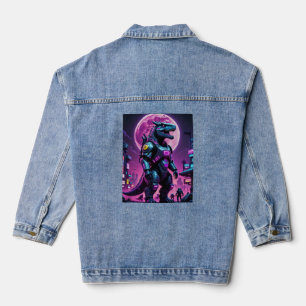 Cyberpunk Mecha Dino Moonlight Tee Denim Jacket
