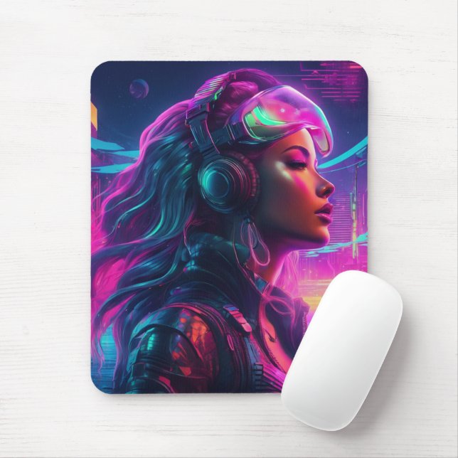 Cyberpunk Mermaid Mousepad (With Mouse)