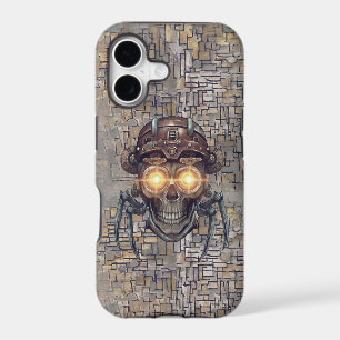 Cyberpunk Mondrian Skull iPhone Case