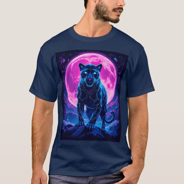 Cyberpunk Neon Black Panther T-Shirt (Front)