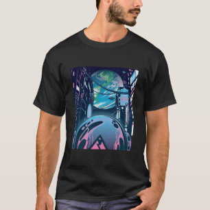 Cyberpunk Neon City Futuristic Night Art T-Shirt