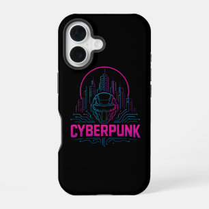 Cyberpunk Neon City Logo – Futuristic Tech Aesthet iPhone 16 Case