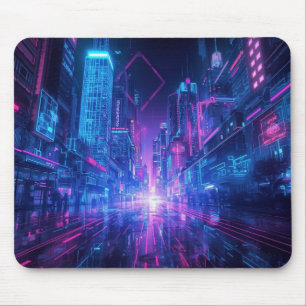 Cyberpunk Neon Cityscape Gaming Mousepad - Futuris