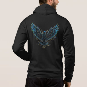 Cyberpunk Neon Eagle Glitch Hoodie