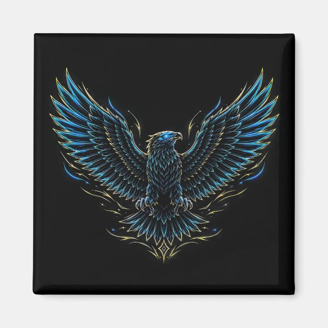 Cyberpunk Neon Eagle Magnet (Front)