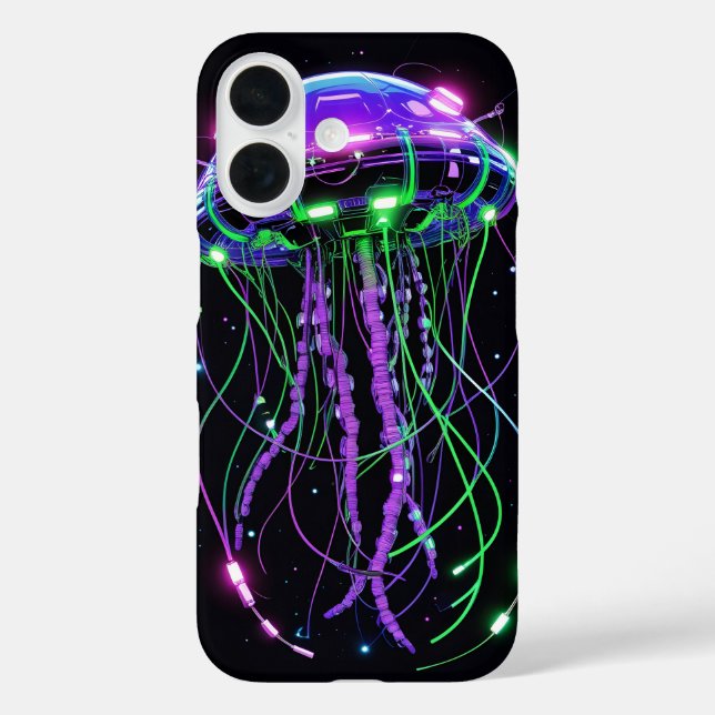 Cyberpunk Neon Jellyfish art Case-Mate iPhone Case (Back)