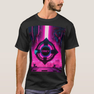 Cyberpunk Neon Obey Dystopian Sci-Fi City T-Shirt