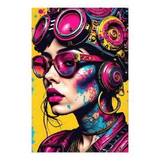 Cyberpunk Neon Rebel – Futuristic Streetwear Art P Photo Print