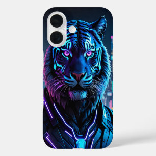 Cyberpunk Neon Tiger With Futuristic City iPhone 16 Case